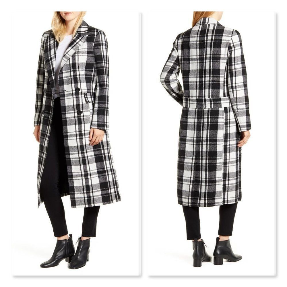Halogen Double Breasted Check Coat sz 10